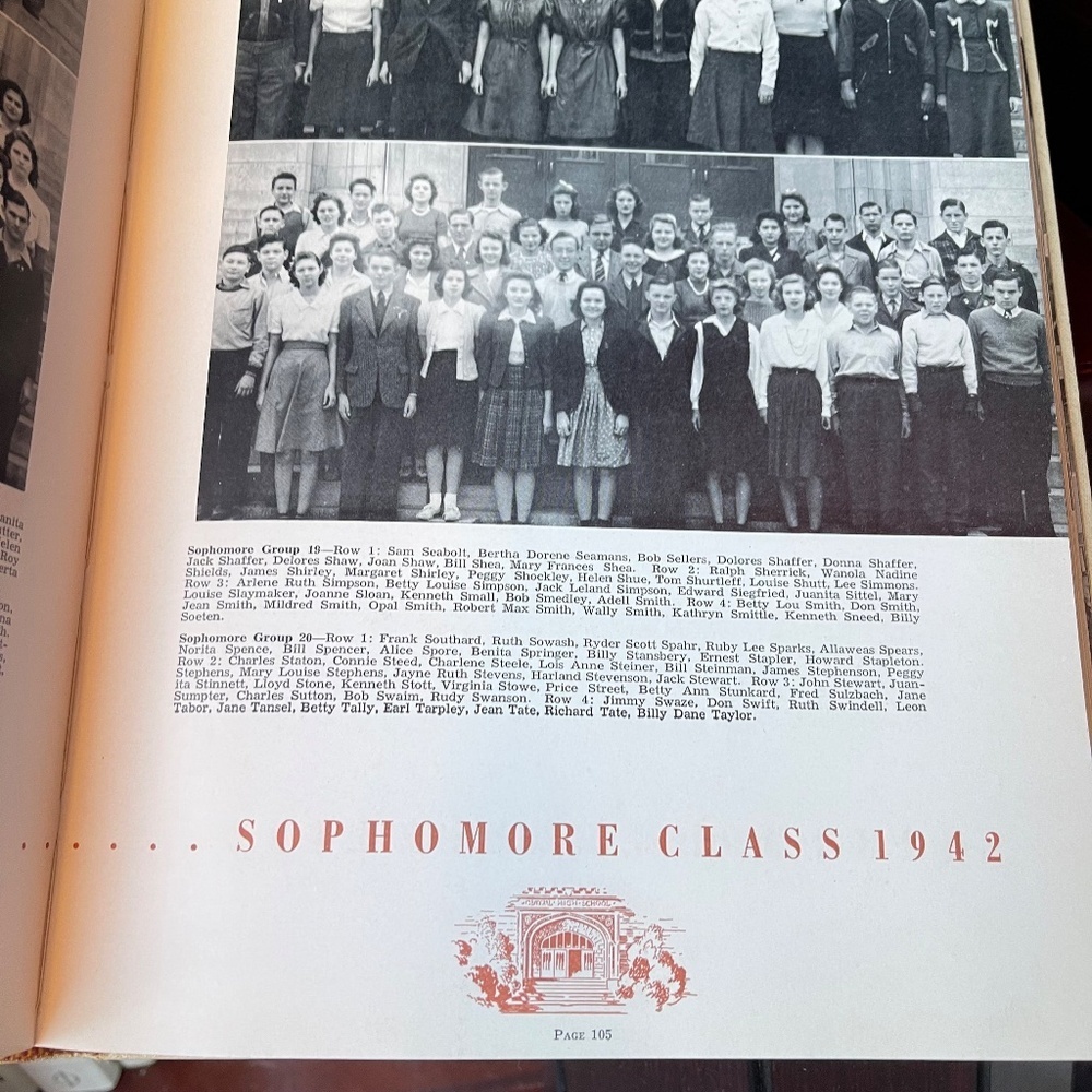 1942 Tom Tom Hoghschool Yearbook Vintage Cream Yearbook - Picture 7 of 12
